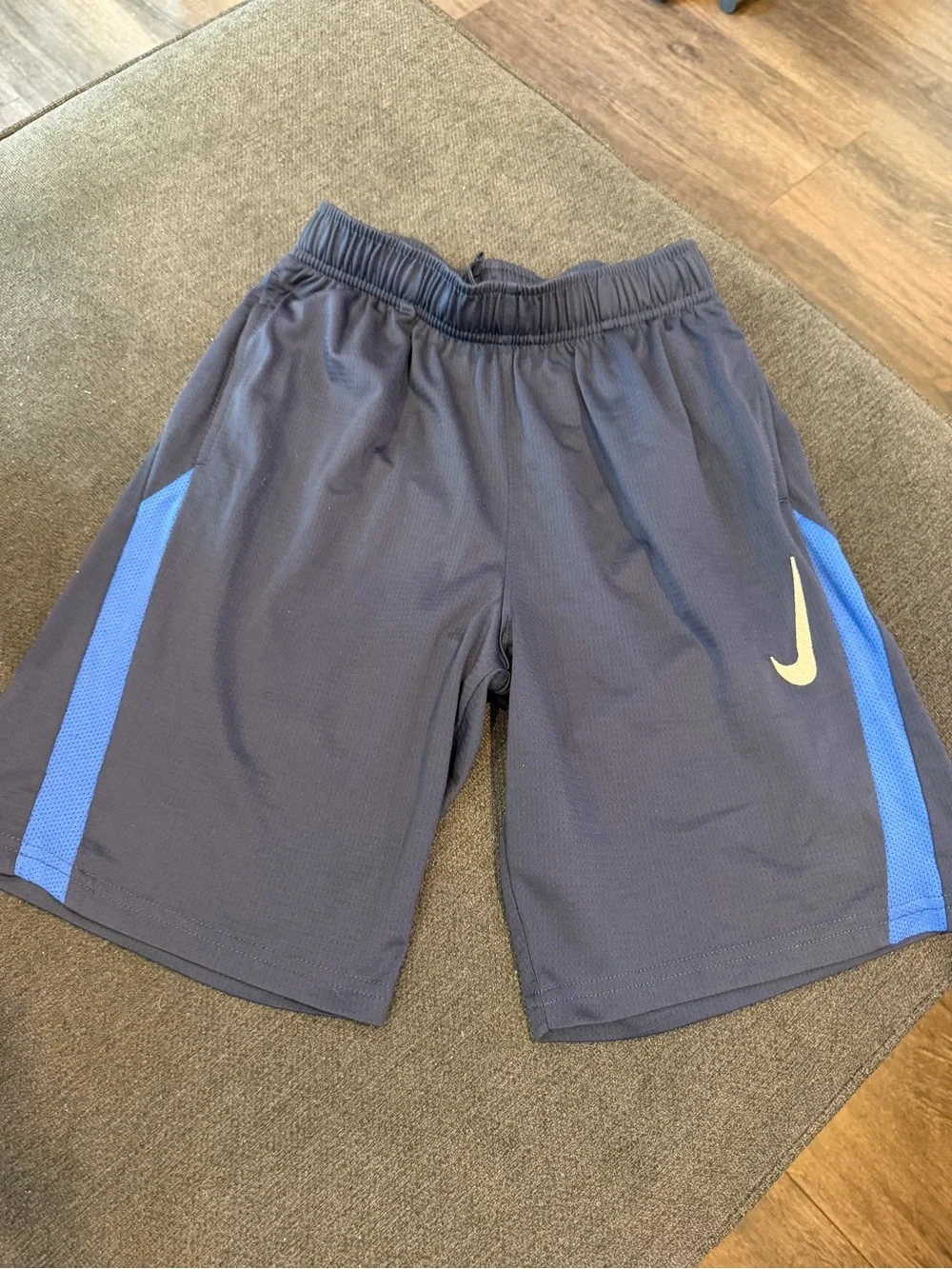 Nike Boys Navy Shorts with Royal Blue Panels and White Embroidered Swoosh